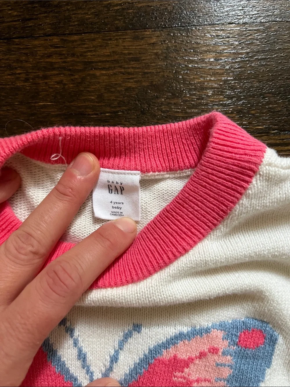 GAP kids Cream Sweater with Pink & Blue Butterfly